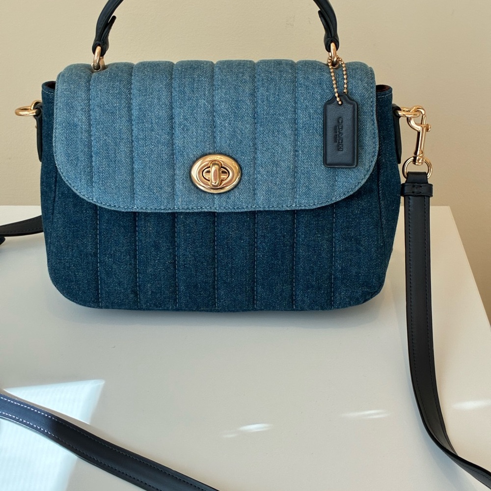 Coach Marlie Top Handle Satchel with Quilting in denim